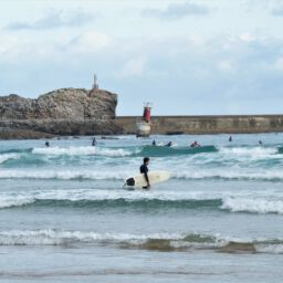 Surfing in Spain beach